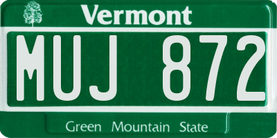 VT license plate MUJ872