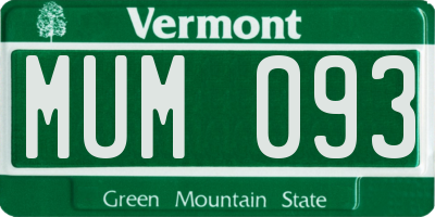 VT license plate MUM093