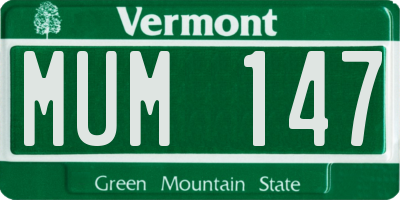 VT license plate MUM147
