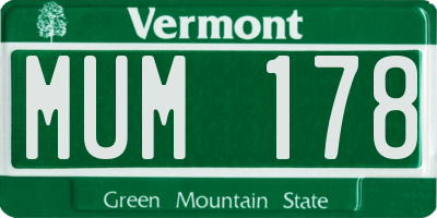 VT license plate MUM178