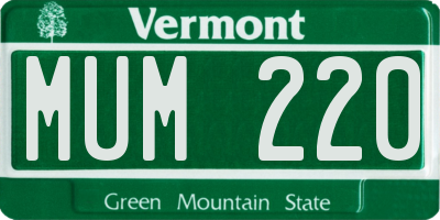 VT license plate MUM220