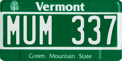 VT license plate MUM337