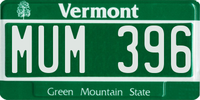 VT license plate MUM396