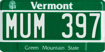 VT license plate MUM397
