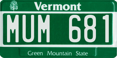 VT license plate MUM681