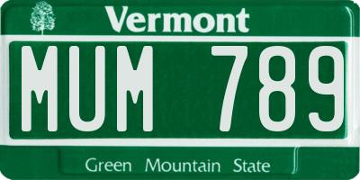 VT license plate MUM789