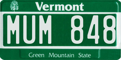 VT license plate MUM848