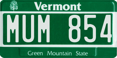 VT license plate MUM854