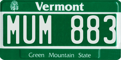 VT license plate MUM883