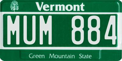 VT license plate MUM884