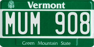 VT license plate MUM908