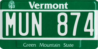 VT license plate MUN874