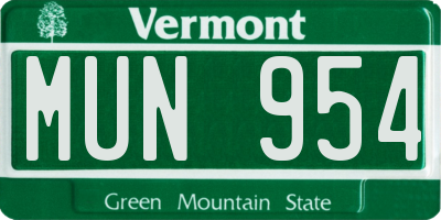 VT license plate MUN954