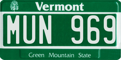 VT license plate MUN969