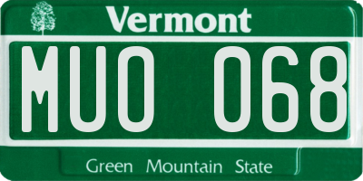 VT license plate MUO068