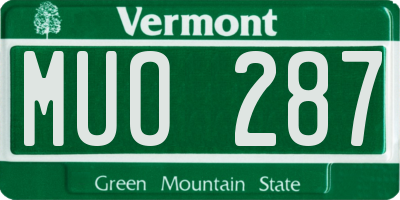 VT license plate MUO287