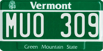 VT license plate MUO309