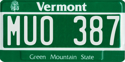 VT license plate MUO387