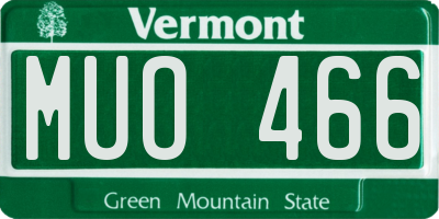 VT license plate MUO466