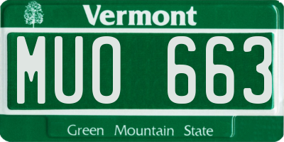 VT license plate MUO663