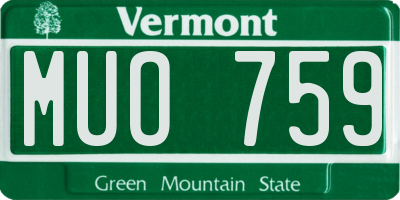 VT license plate MUO759