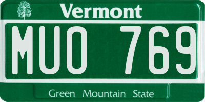 VT license plate MUO769