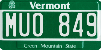 VT license plate MUO849
