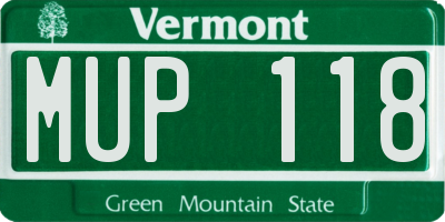 VT license plate MUP118