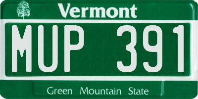 VT license plate MUP391