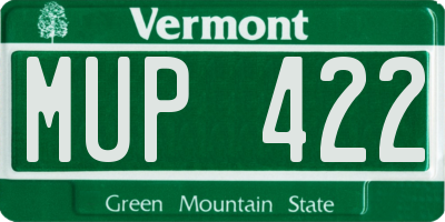 VT license plate MUP422