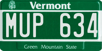 VT license plate MUP634