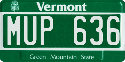 VT license plate MUP636