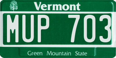 VT license plate MUP703