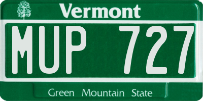 VT license plate MUP727