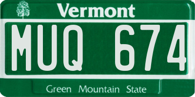 VT license plate MUQ674