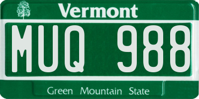 VT license plate MUQ988