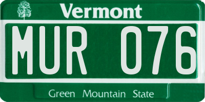 VT license plate MUR076