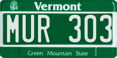 VT license plate MUR303