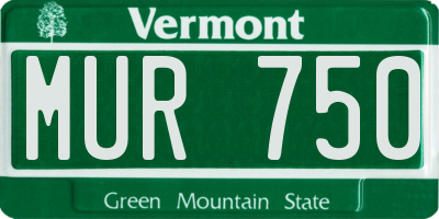 VT license plate MUR750