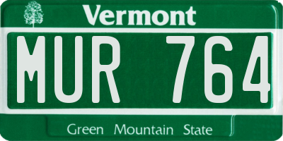 VT license plate MUR764