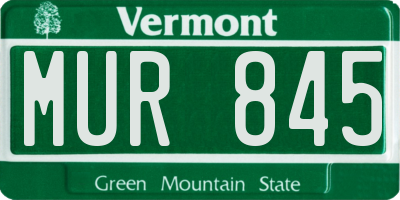 VT license plate MUR845