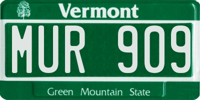 VT license plate MUR909
