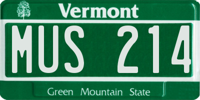 VT license plate MUS214