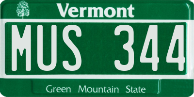 VT license plate MUS344