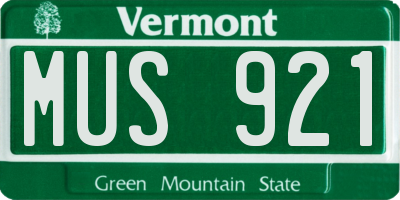 VT license plate MUS921