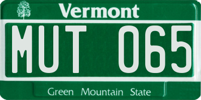 VT license plate MUT065