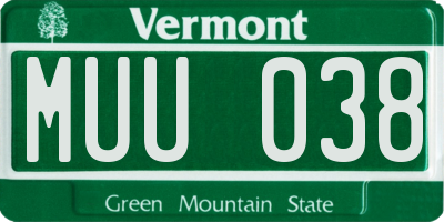 VT license plate MUU038