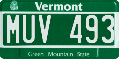 VT license plate MUV493