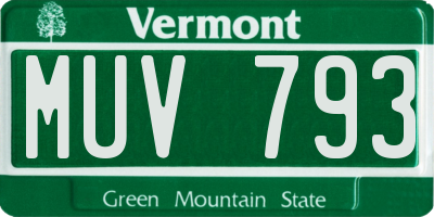 VT license plate MUV793