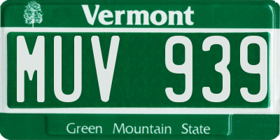 VT license plate MUV939